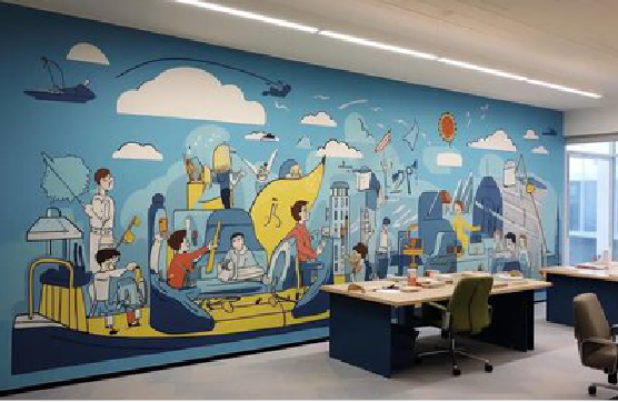 洛南办公室墙绘的特点。